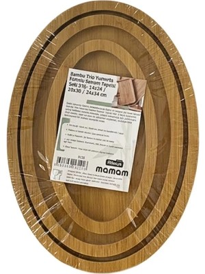 Akıllı Bayi Bambu Oval 3'li Sunum Tepsisi