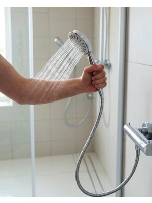 Azrlya Spiral Hortumlu 4 Kademeli Krem El Duşu Başlığı Banyo Duş Seti