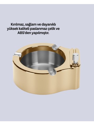 Azrlya Paslanmaz Çelik Küllük Çakmaklı Masa Üstü Kullanım