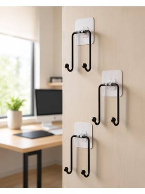 Azrlya 3'lü Yapışkanlı Askı Seti Ev Banyo Mutfak Için Çok Amaçlı Askılık