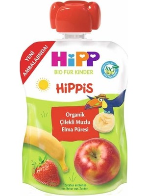 Organik Çilek Muz Elma Püresi 100GR 1 Adet