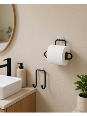Azrlya Vidasız Banyo Seti Yapışkanlı Tuvalet Kağıdı Tutucu ve Havlu Askısı 2’li Set