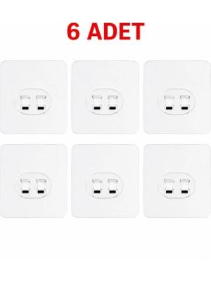 Esmana Living 6 Adet 7x7 cm Yedek Süper Güçlü Yapışkanlı Askı 20KG Banyo-Mutfak Raf Tutucu Sticker, Delmesiz
