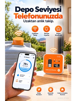 Generic Wifi Ekranlı Akıllı Su Seviyesi Ölçer (Fonri, Tuya, Smart Life, Google Assistant, Amazon Alexa Destekli)