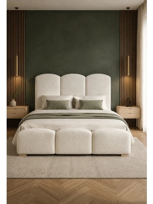 Hmz Zufle Modern Tasarım Metal Iskeletli Bej Tek Kişilik Karyola 120 x 200 cm