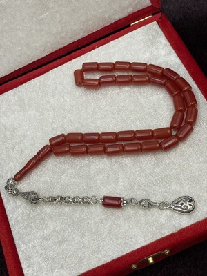 Linea Craft Lineacraft Alpaka Damla Uçlu Koyu Kızıl Osmanlı Benzetme Çubuk Sıkma Tesbih (7X11 Mm)
