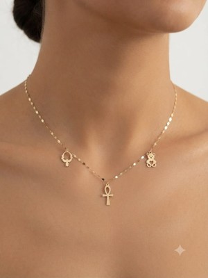 Papatya Silver Orjinal 14 Ayar Sertifikalı Altın Italyan Aynalı Ezme Zincir Şans Kolye