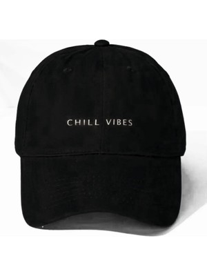 Gyes Chıll Vıbes Baskılı Siyah Unisex Klasık Model Ayarlanabilir Çırtlı Şapka