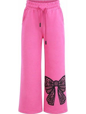 Trender Kurdele Baskı 2 Ip Pembe Kız Çocuk Eşofman Altı 8076