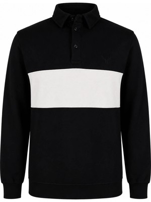 Trender Parçalı Siyah - Beyaz Erkek Sweatshirt 2010