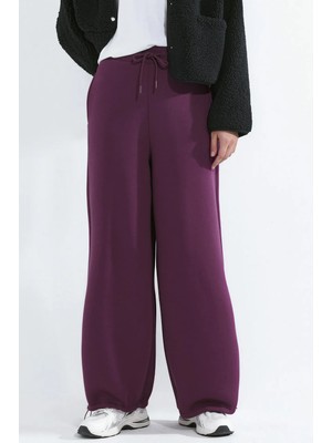 Hiccup Kadınlar Barrel Fit Basic Şardonlu Eşofman Altı Bordo Kırmızı