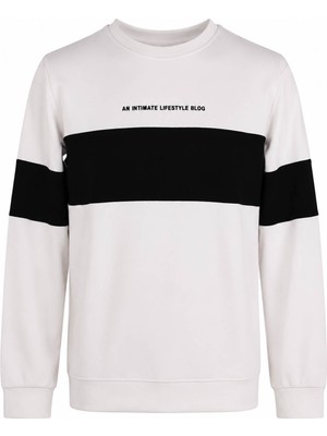 Trender Parçalı Beyaz Siyah Erkek Sweatshirt 2004