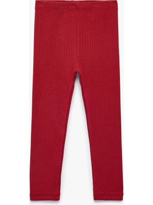 Koton Kaşkorse Pamuklu  Basic Bordo Kız Bebek Tayt 7WMG40004AK