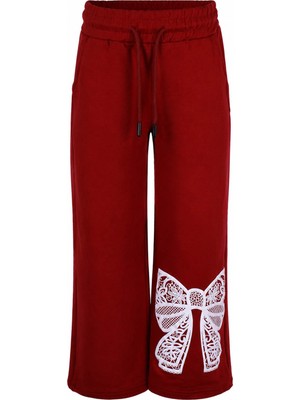 Trender Kurdele Baskı 2 Ip Bordo Kız Çocuk Eşofman Altı 8076