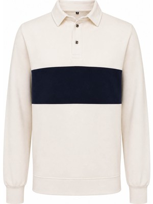 Trender Parçalı Beyaz-Lacivert Erkek Sweatshirt 2010