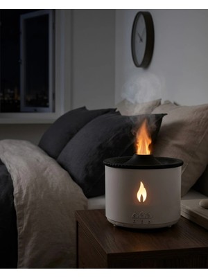 Astraltech Alev ve Volkan Efektli Ultrasonik Aroma Difüzörü LED Gece Lambalı Hava Nemlendirici