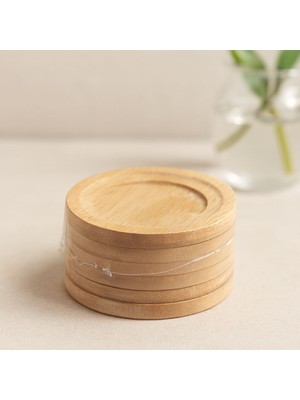 Royaleks Bambu Ahşap Çay Tabağı 6'lı - 9.7 cm