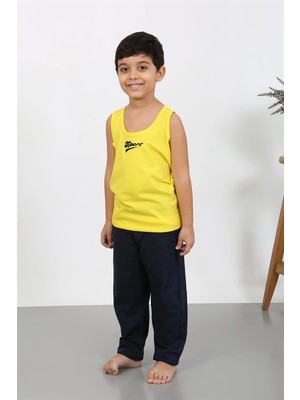 Melonika Erkek Çocuk Sıfır Kol Penye Pijama Takım Sarı Çmş
