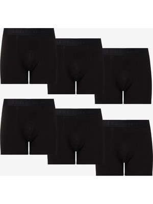 Lion Monroe Erkek Premium Saf Pamuklu Siyah 6'lı Esnek Boxer Paketi Hediye Kutulu - QUİTE BLACK
