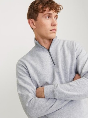 Jack & Jones Jjebradley Sweat Half Zıp L. Grey 12250747