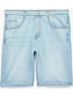 Koton Pamuklu Normal Bel Cepli Bol Baggy Jean Şort