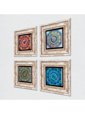 Brf Store Acanticaret Pinecone Stone Mandala Taş Duvar Tablosu - Çerçeveli Taş Tablo - Dekoratif Duvar Sanatı