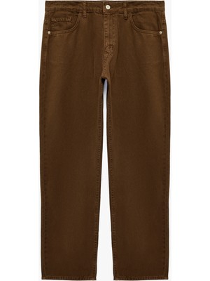 Koton Cepli Normal Bel Pamuklu Vintage Straight Fit Jean Pantolon