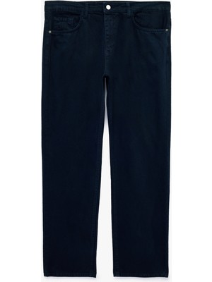 Koton Cepli Normal Bel Pamuklu Vintage Straight Fit Jean Pantolon