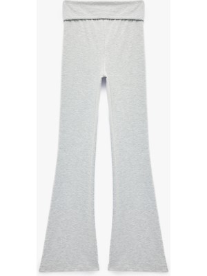 Koton Yüksek Bel Katlama Detaylı Slim Fit Pijama Altı