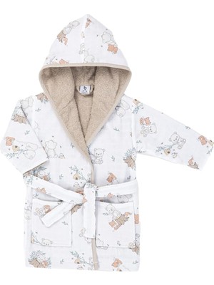 Gezenbebe Hero Desenli Müslin & Havlu Bebek Çocuk Bornozu Teddy 1-2 Yaş