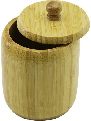 Store No-10 Ahşap - Bambu Şekerlik Kapaklı Çap: 9cm Derinlik: 10.5cm