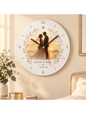 Belirtilmemiş Kişiye Özel Yazı Baskılı Dekoratif Mdf Duvar Saati 28 cm