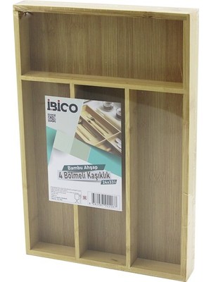 Store 4 Bölmeli Ahşap Bambu Kaşıklık  24X33CM
