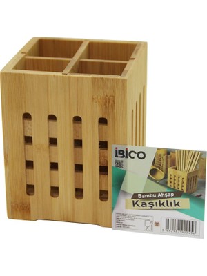 Store 4 Bölmeli  Büyük - Pencereli  KARE=11X11CM  Ahşap Bambu Kaşıklık Organizer