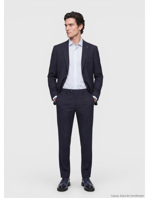 Ramsey Lacivert Düz Modern Fit %100 Yün Takım Elbise