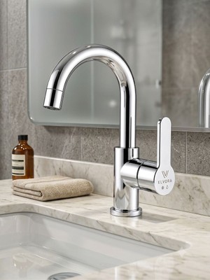 Elvora Silver Lüx Premıum Kalitede Banyo Lavabo Bataryası