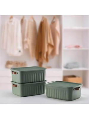Esranın Dünyası Deconox 1 Adet Düzenleyici Kapaklı Kutu, Dekoratif Saklama Kutusu, Organizer (35CM*25CM*14CM) Yeşil 10 Litre