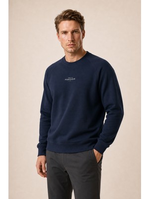 Redline Forever Yeni Sezon Erkek Regular Fit Pamuklu Sweatshirt Lacivert