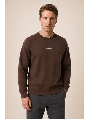 Redline Forever Yeni Sezon Erkek Regular Fit Pamuklu Sweatshirt Kahve