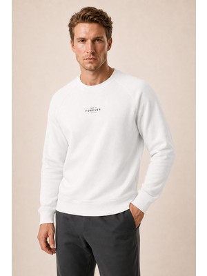 Redline Forever Yeni Sezon Erkek Regular Fit Pamuklu Sweatshirt Beyaz