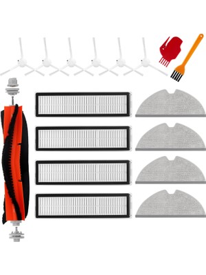 Esranın Dünyası Chuancheng Dreame D9/d9 Max/d9 Max Gen2/d9 PRO/L10 Pro Için 17 Parçalı Aksesuar Seti, 1 Ana Fırça, 6 Yan Fırça, 4 Filtre, 4 Silme Bezi, 2 Temizleme Fırçası