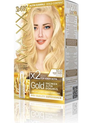 Esranın Dünyası Maxx Deluxe Gold Serisi 24K Altın Parçacıklı Serum ile 1 Kutu 2 x 50 ml ve Geliştiriciler Saç Boyası (Sedef Sarısı 10.0)