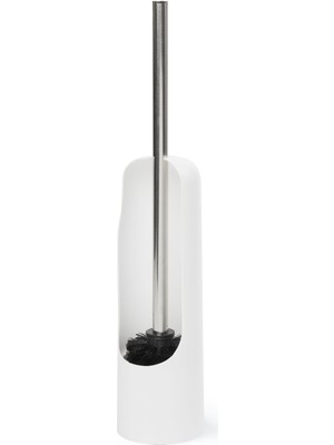 Esranın Dünyası Umbra Touch Tuvalet Fırçası Açık Arkalı Gizli Tutuculu – Dayanıklı, Ince, Plastik ve Metal Klozet Temizleyici, Kauçuk Kaplamalı – Yumuşak ve Yoğun Fırça Kılları – Tüm Inatçı Lekeleri Çıkarır, Beyaz