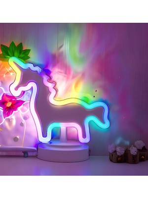 Esranın Dünyası Unicorn Neon Dekoratif Gece Lambası