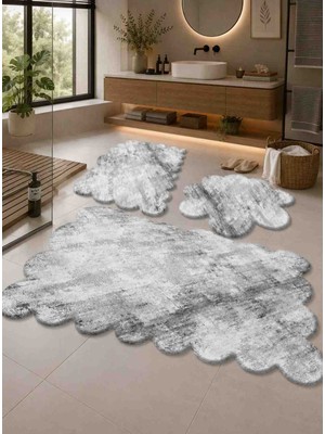 3'lü Set Kaymaz Taban Peluş Banyo Paspası Papatya(50*50) Lazer(50*60) Lazer (60*100)