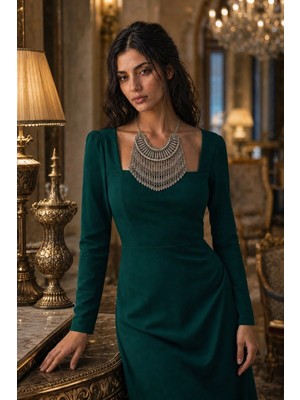 Allona Kadın Gümüş Renk Zincir Püsküllü Kolye KOLYE-042 & Premium Kutu