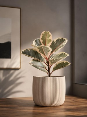 Esranın Dünyası Modern Çizgili Saksı, Beyaz, 12X15 Cm, Masaüstü Iç Mekan Dekoratif Çiçek Saksısı | Pla 3D Baskı