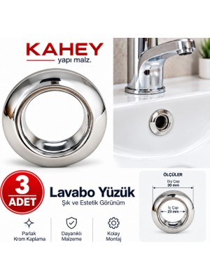Kahey 3 Adet Krom Lavabo Yüzüğü Su Taşma Yüzüğü