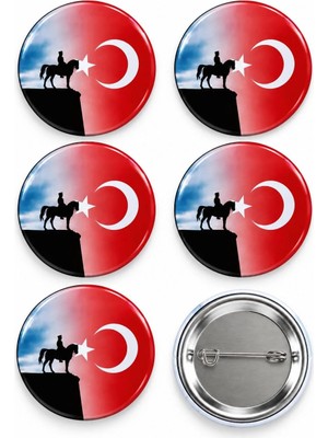 Türk Bayrağı Atatürk Rozet Ceket-Çanta-Kalemlik-Şapka-Aksesuar Rozeti  (44MM) 5 Adet