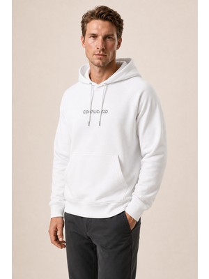 Redline Kitell Yeni Sezon Erkek Regular Fit Pamuklu Kapüşonlu Sweatshirt Beyaz